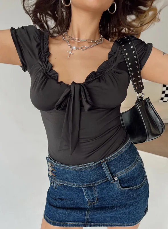Medina Bodysuit Black Petite sold by Princess Polly