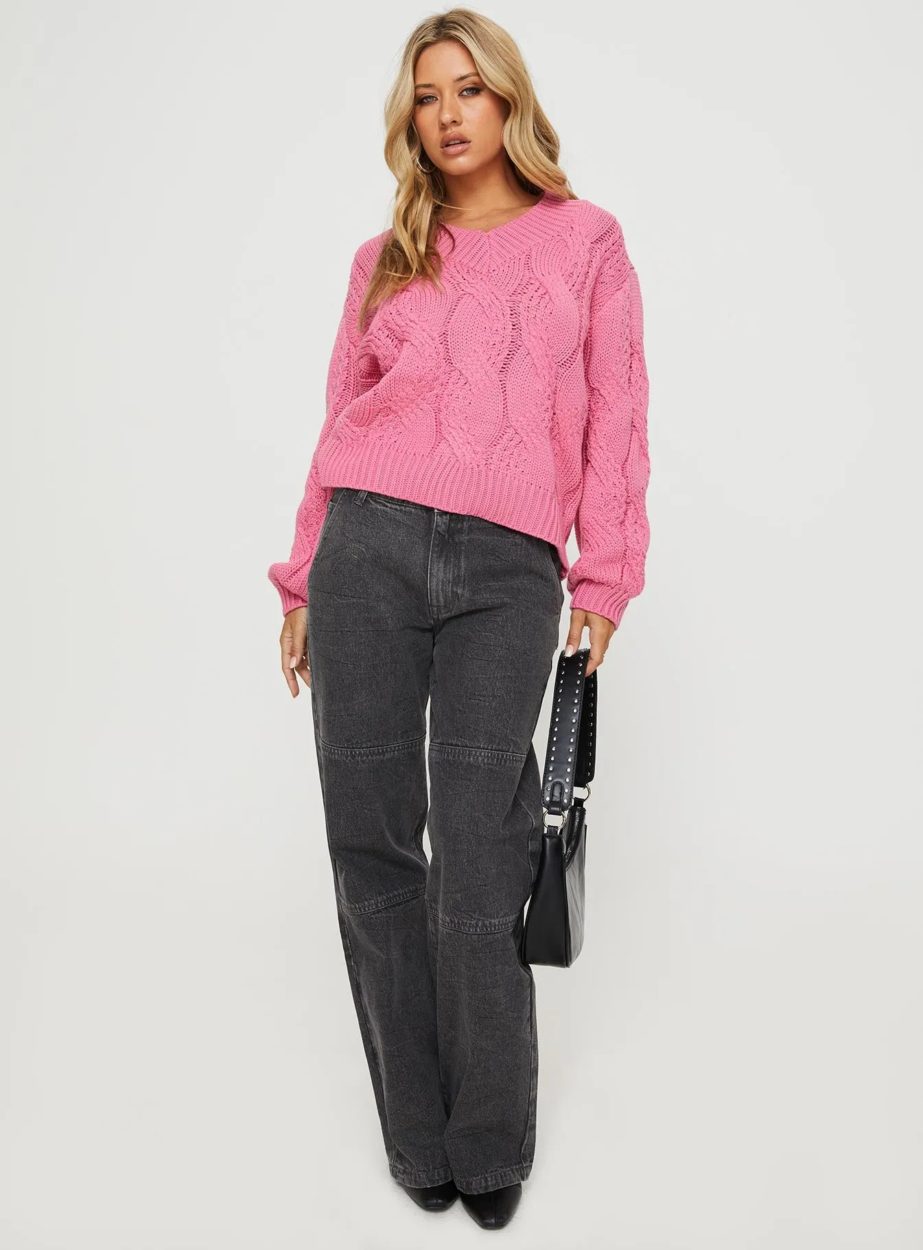 Ranelle Cable Knit Sweater Pink sold by Princess Polly product image thumbnail 3
