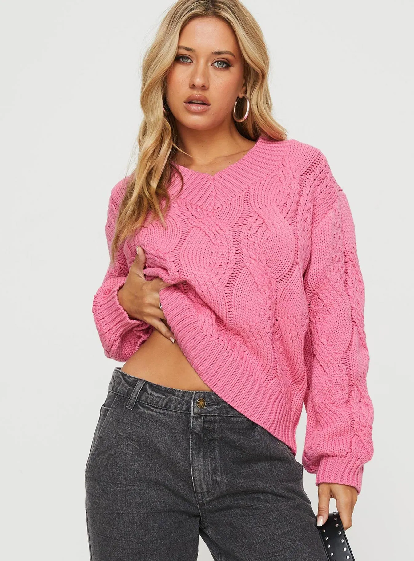 Ranelle Cable Knit Sweater Pink sold by Princess Polly product image thumbnail 2