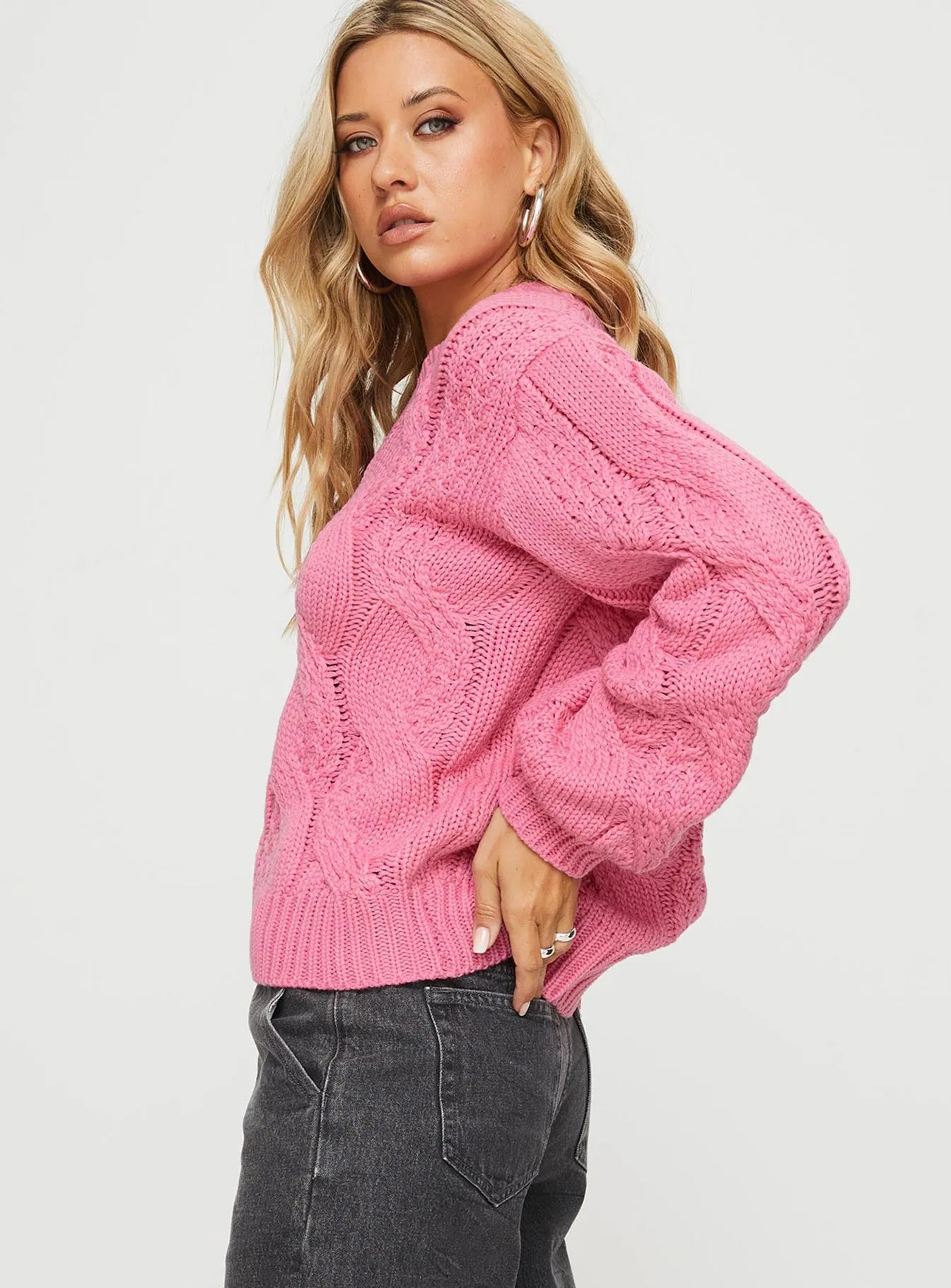 Ranelle Cable Knit Sweater Pink sold by Princess Polly product image thumbnail 4