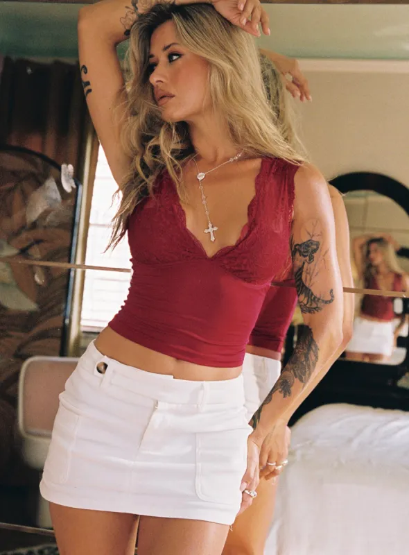 Brinnley Mini Skirt White sold by Princess Polly