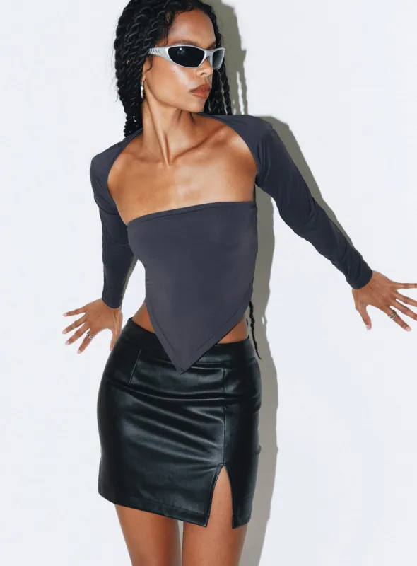 Lolita Faux Leather Mini Skirt Black sold by Princess Polly