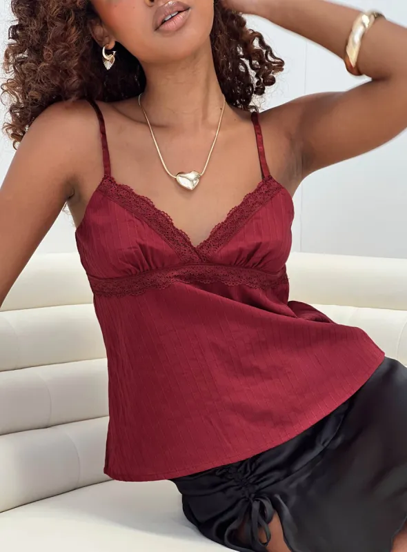 Lunya Top Burgundy Petite sold by Princess Polly