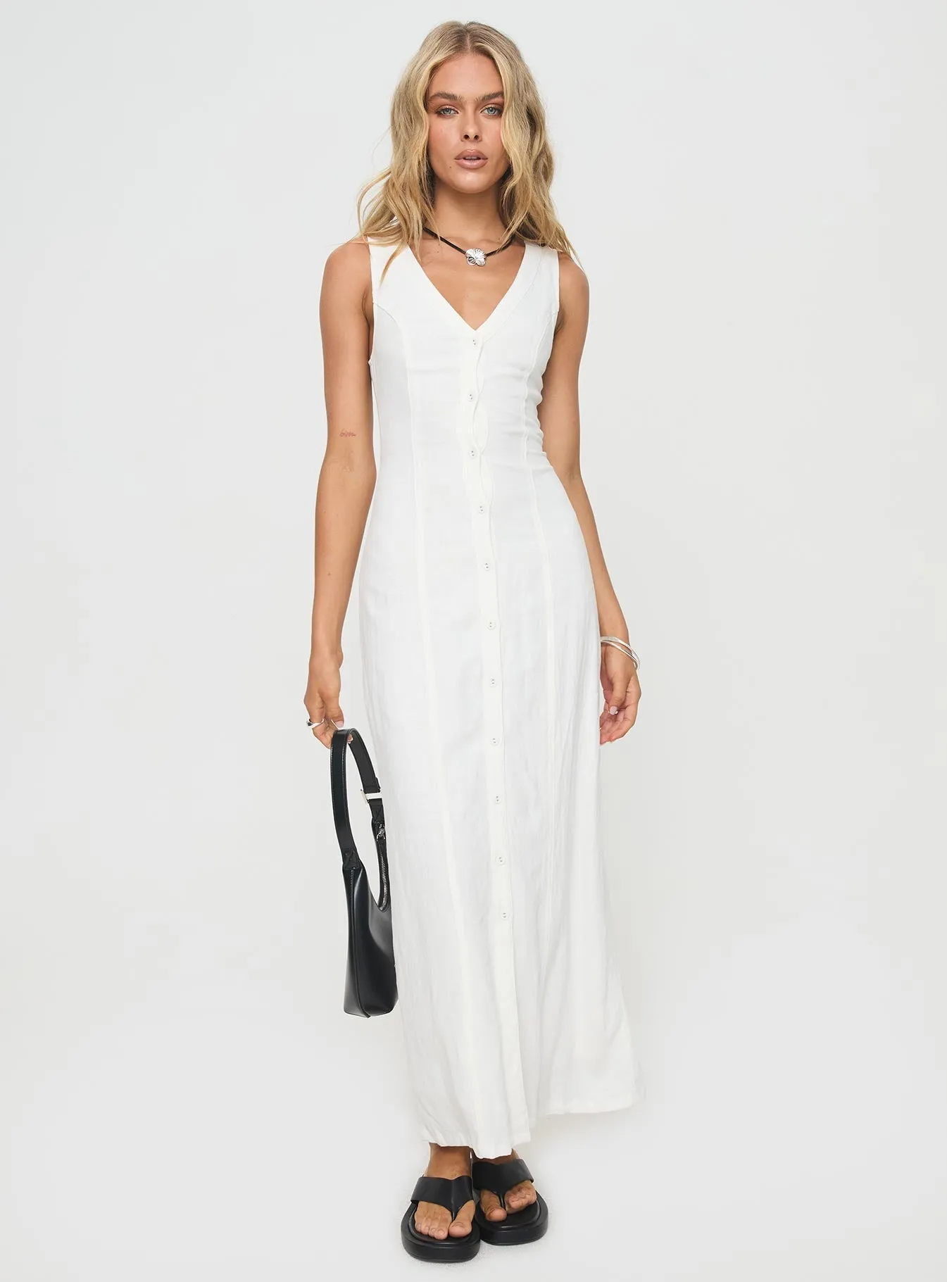 Summer Season Linen Blend Maxi Dress White sold by Princess Polly product image thumbnail 2