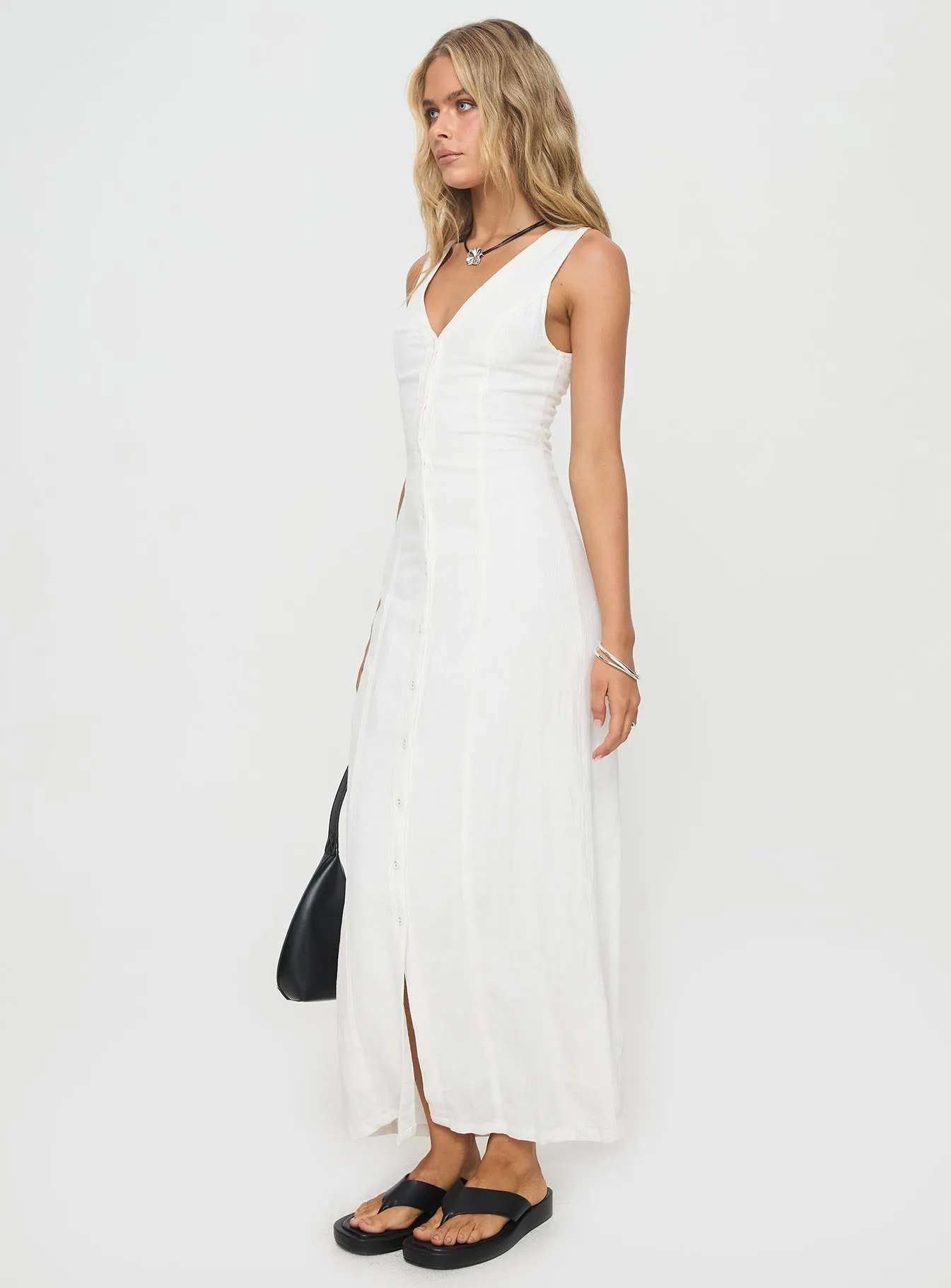 Summer Season Linen Blend Maxi Dress White sold by Princess Polly product image thumbnail 4