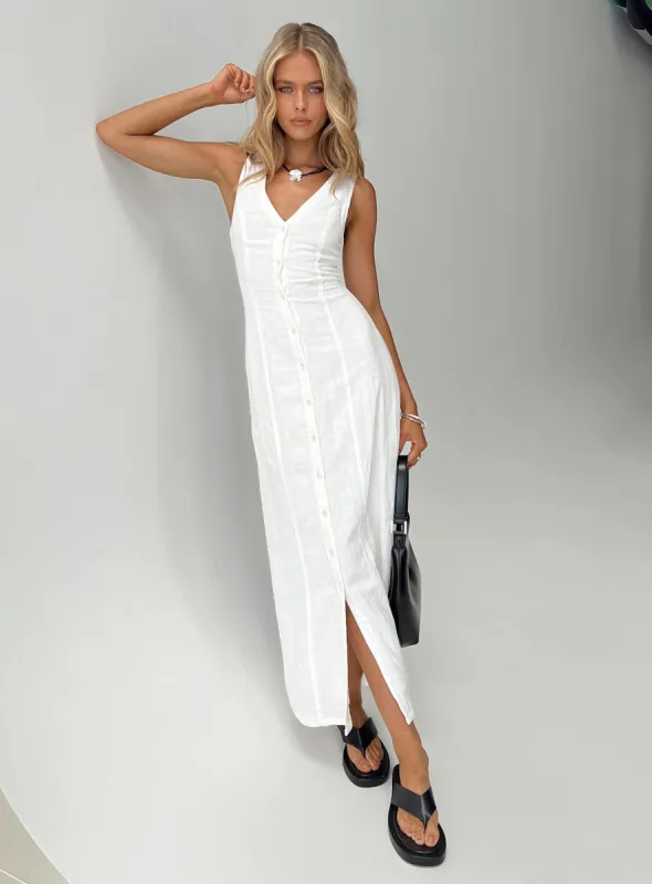 Summer Season Linen Blend Maxi Dress White sold by Princess Polly