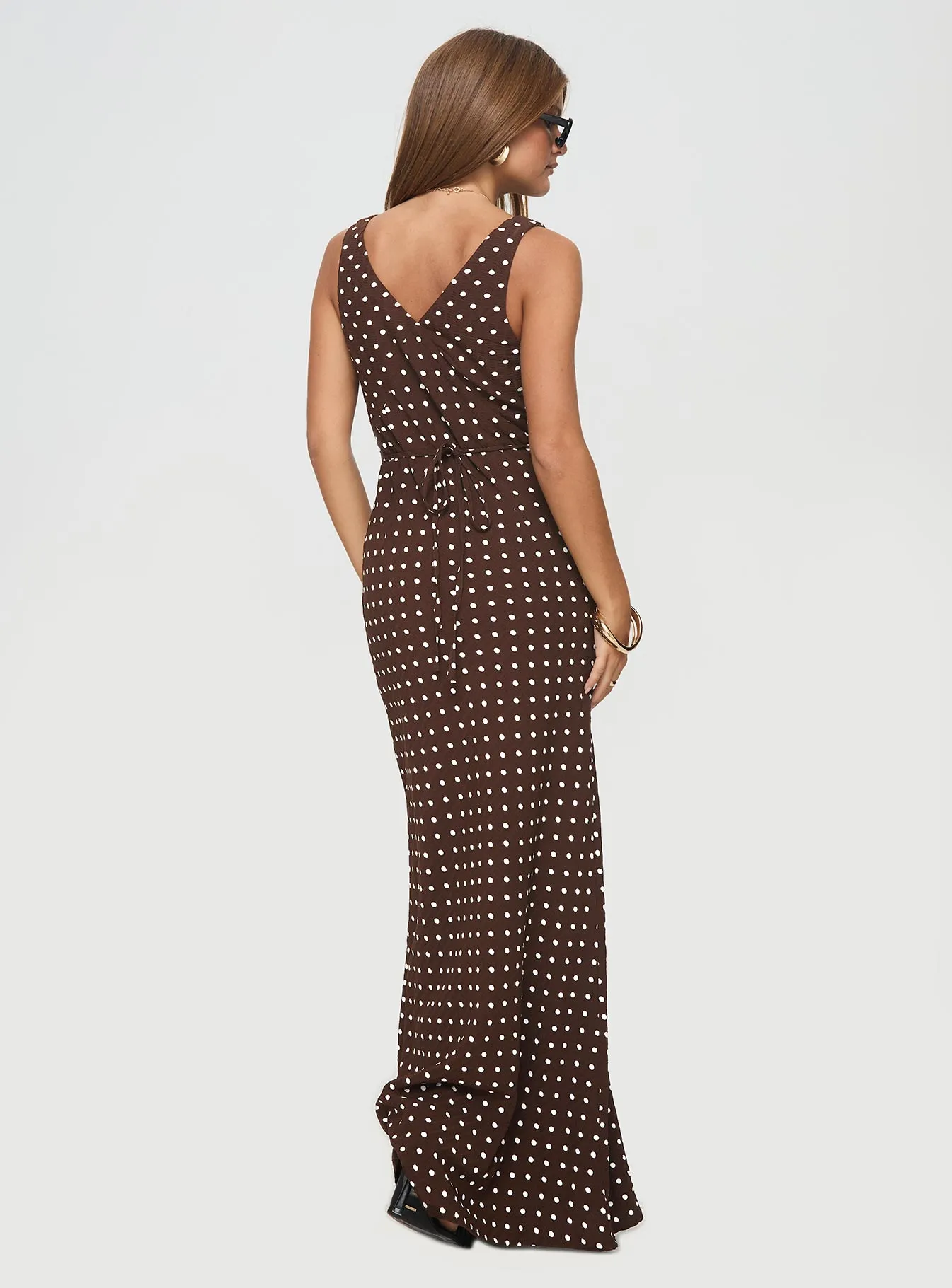 Nellie Maxi Dress Brown Polka Dot sold by Princess Polly product image thumbnail 5