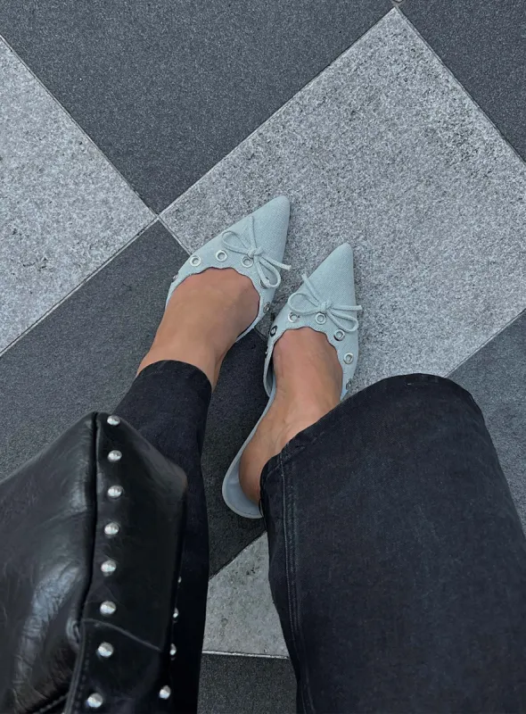 Therapy Justice Heels Denim sold by Princess Polly