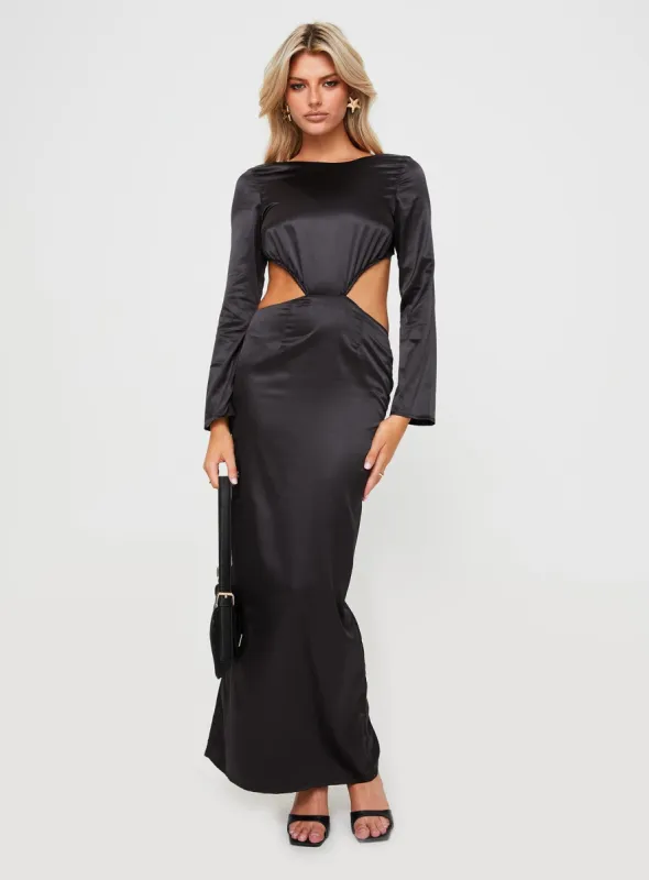Lucienne Long Sleeve Maxi Dress Black sold by Princess Polly