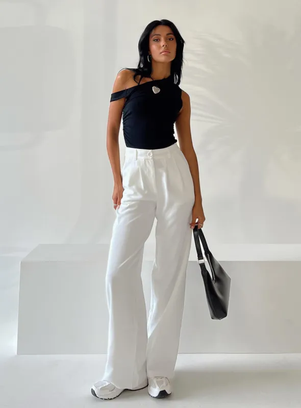 Archer Pants White Petite sold by Princess Polly