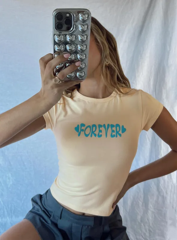 Vacation Forever Tee Cream / Blue sold by Princess Polly