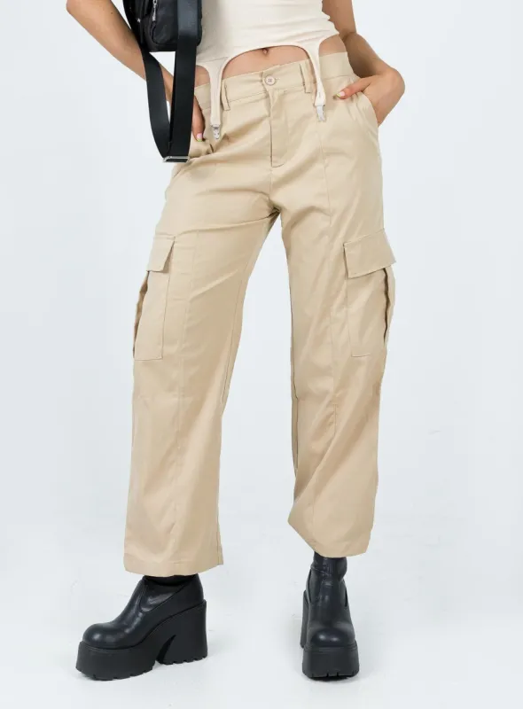 Nichols Cargo Pants Beige sold by Princess Polly