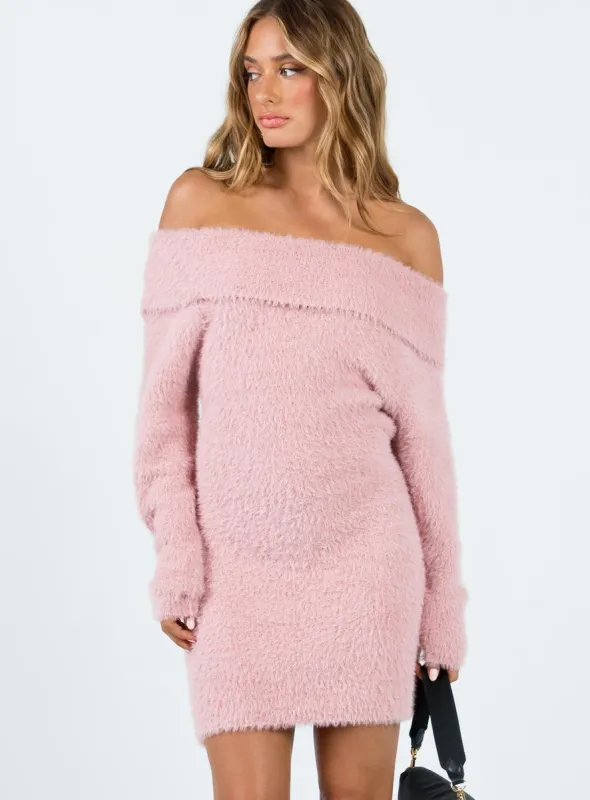 Mirrabrook Off The Shoulder Mini Dress Pink sold by Princess Polly