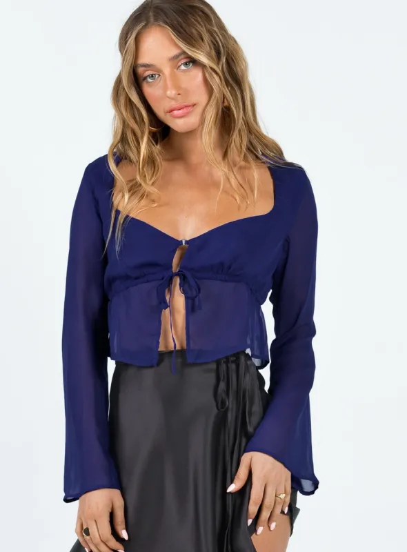 Kenney Long Sleeve Top Blue sold by Princess Polly