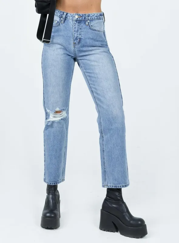 Calisto Straight Leg Jean Light Wash Denim sold by Princess Polly