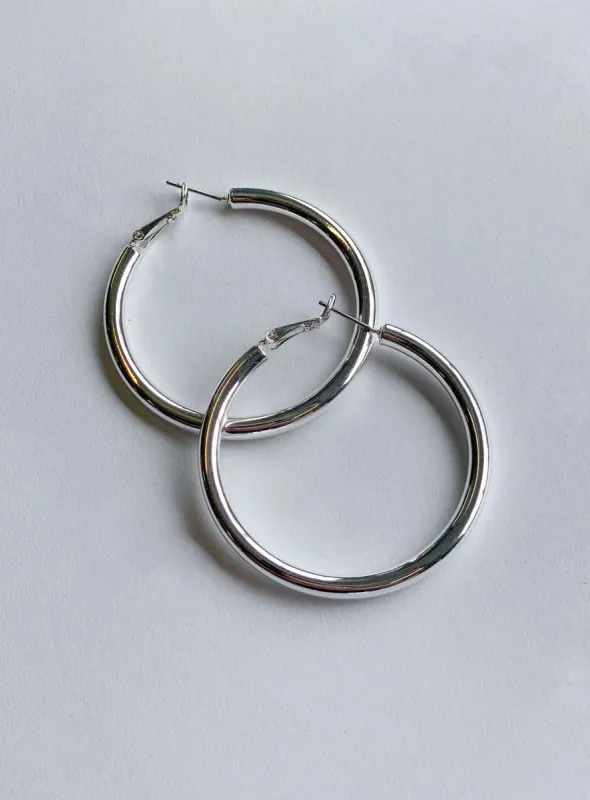 The Valley Hoops Silver sold by Princess Polly