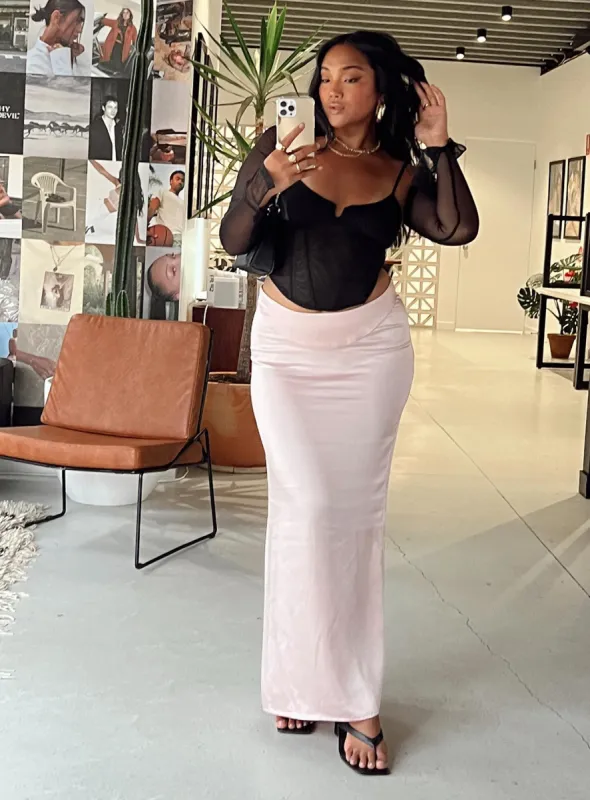 Promenade Maxi Skirt Pink sold by Princess Polly