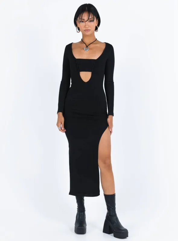 Marple Cut Out Maxi Dress Black sold by Princess Polly