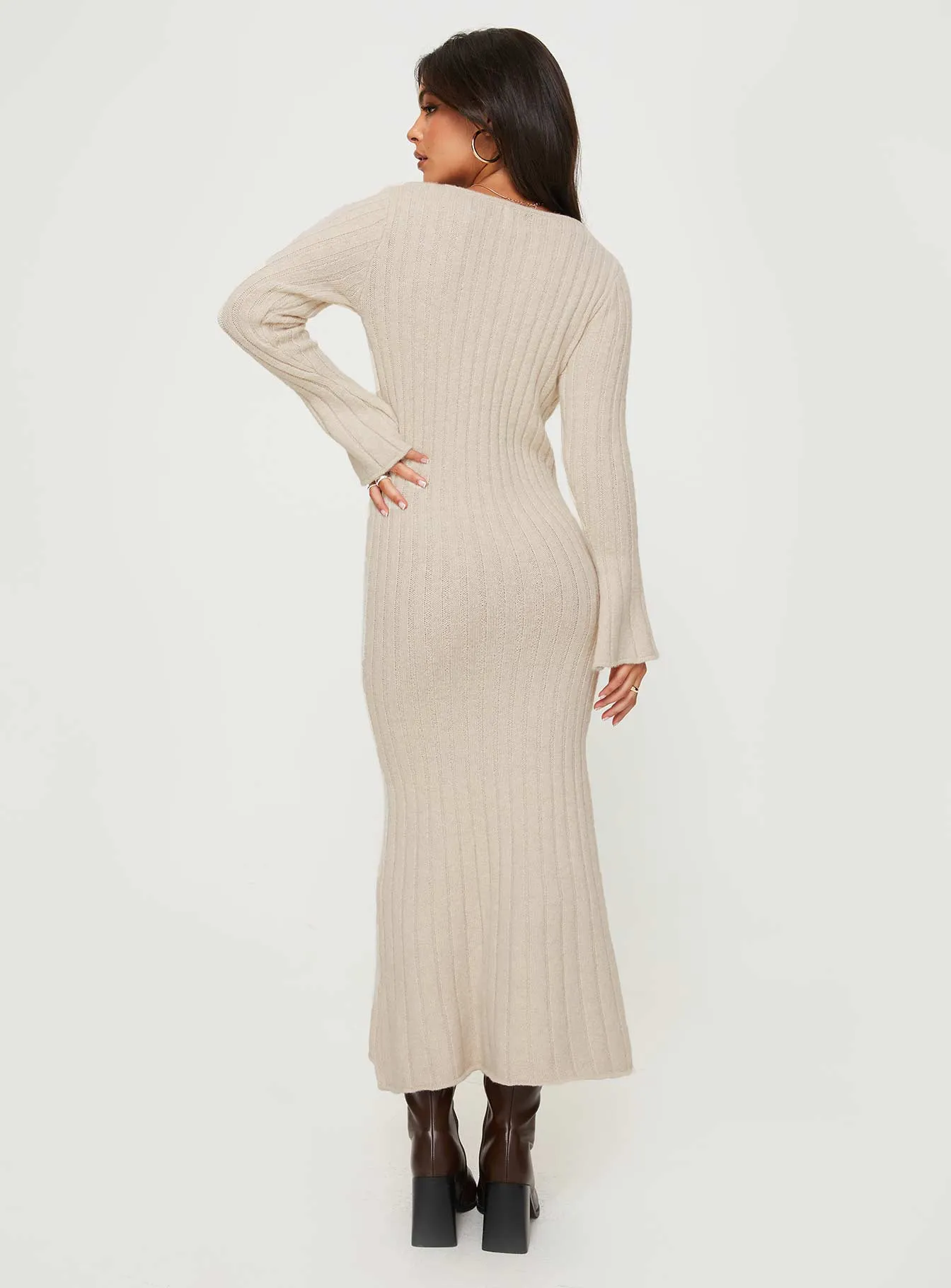 Larne Long Sleeve Maxi Dress Beige sold by Princess Polly product image thumbnail 4