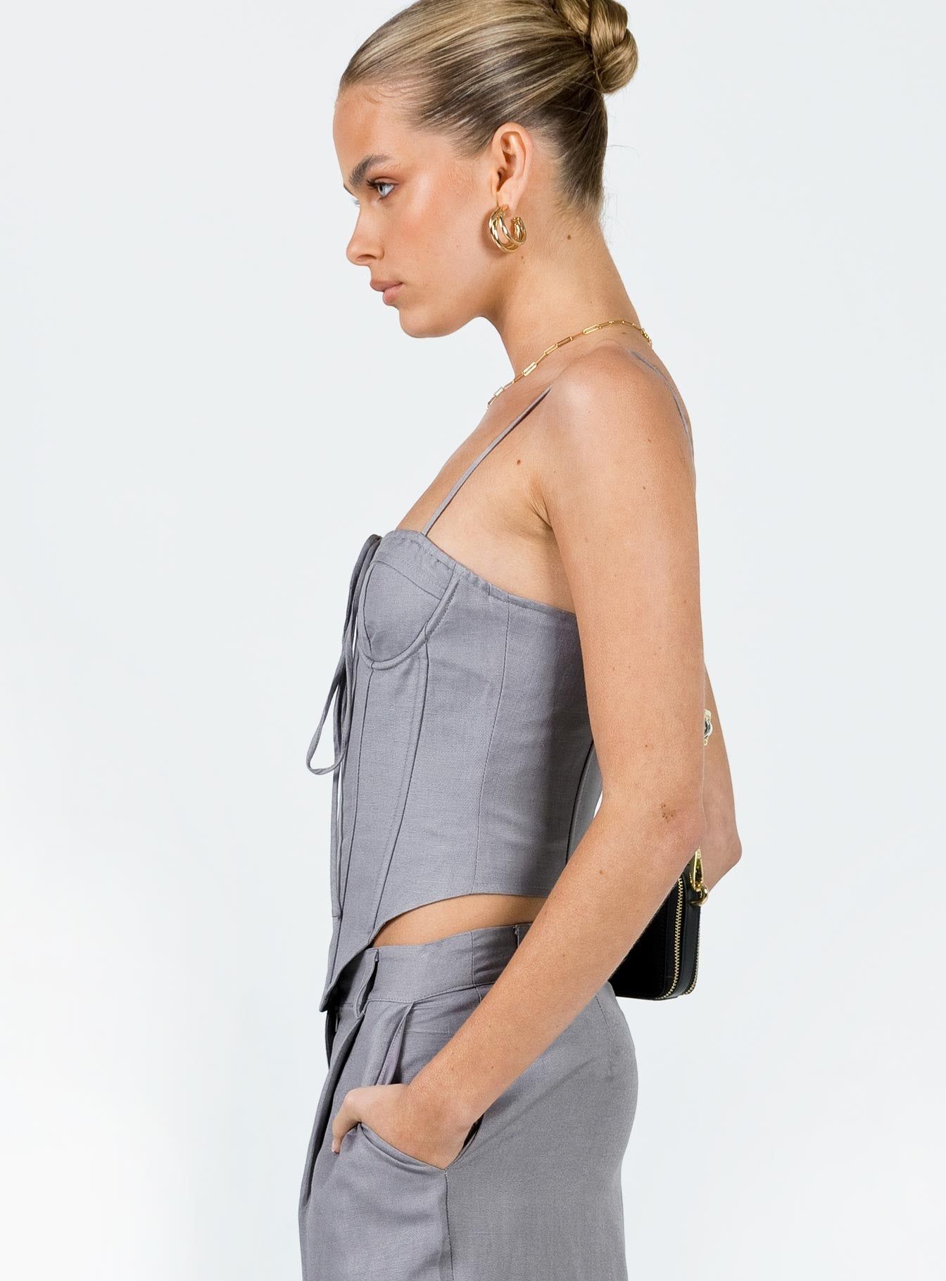 Del Gato Corset Top Grey sold by Princess Polly product image thumbnail 4