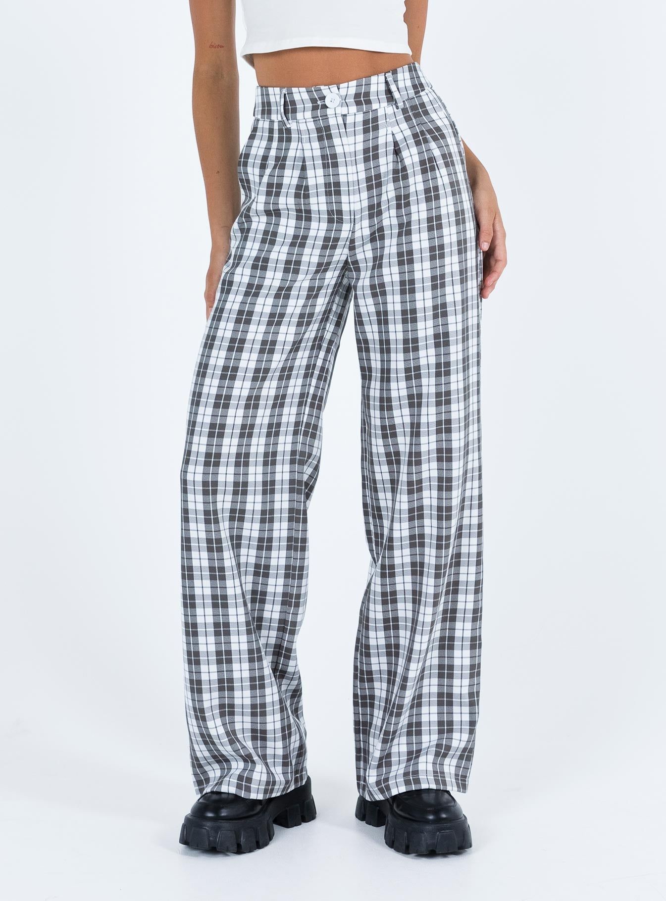 Archer Pants Grey Plaid sold by Princess Polly product image thumbnail 2