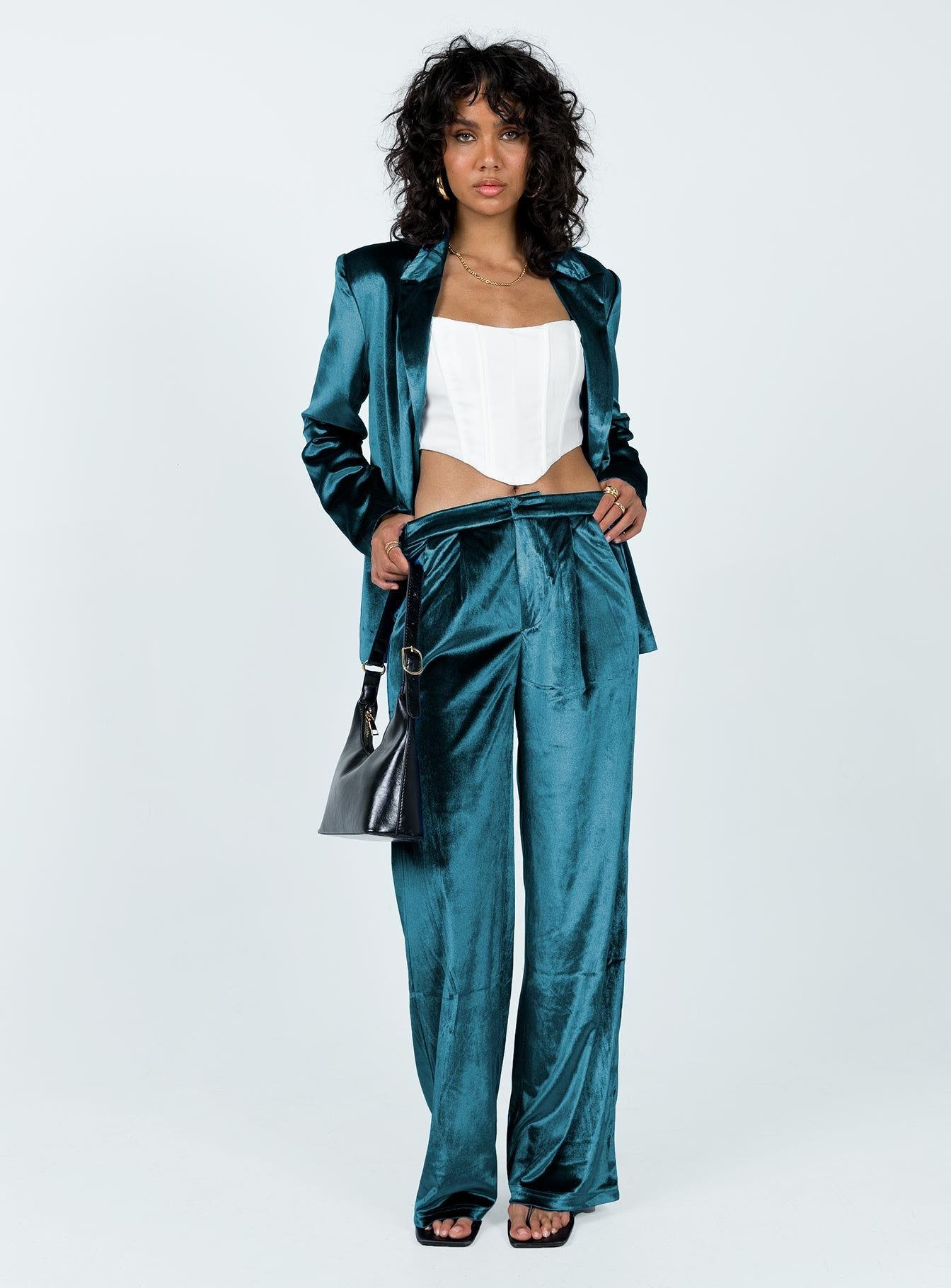 Lagoona Velvet Pants Blue sold by Princess Polly product image thumbnail 3