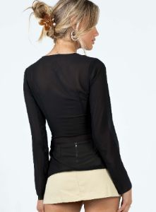 Chosen Long Sleeve Top Black sold by Princess Polly