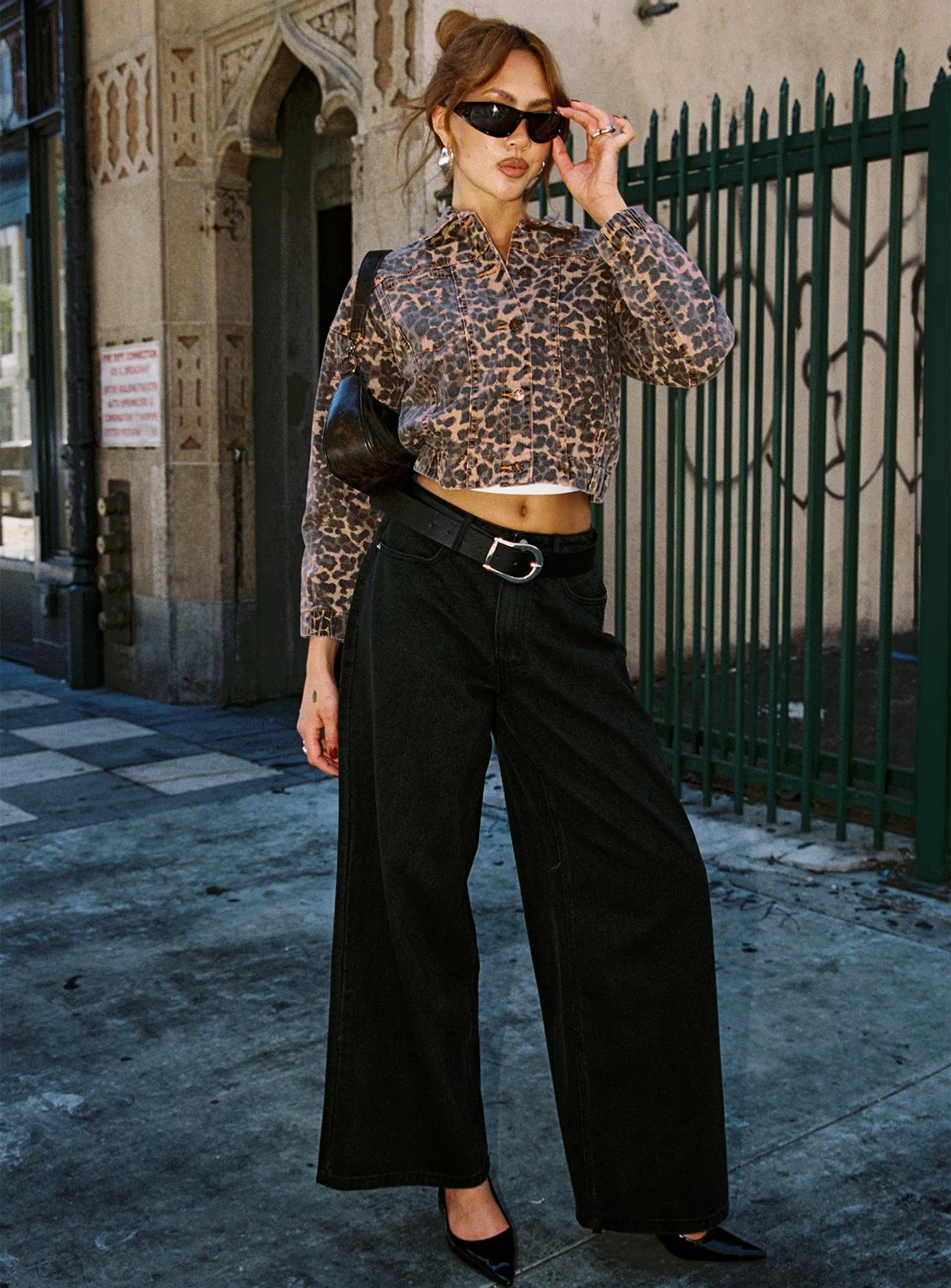 Naylor Mid Rise Wide Leg Jeans Washed Black Denim Petite sold by Princess Polly