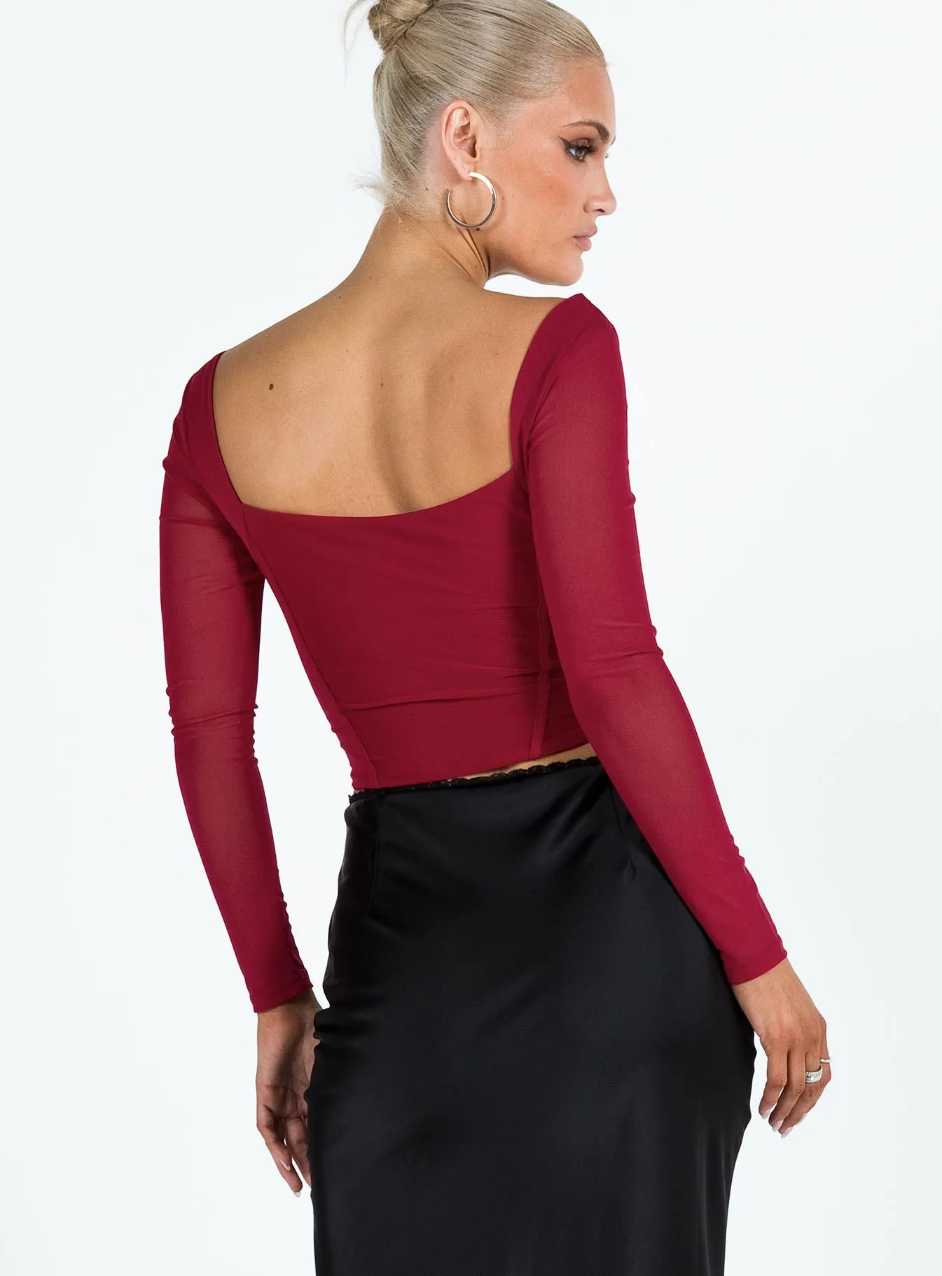 Bruna Top Long Sleeve Red Lower Impact sold by Princess Polly product image thumbnail 4