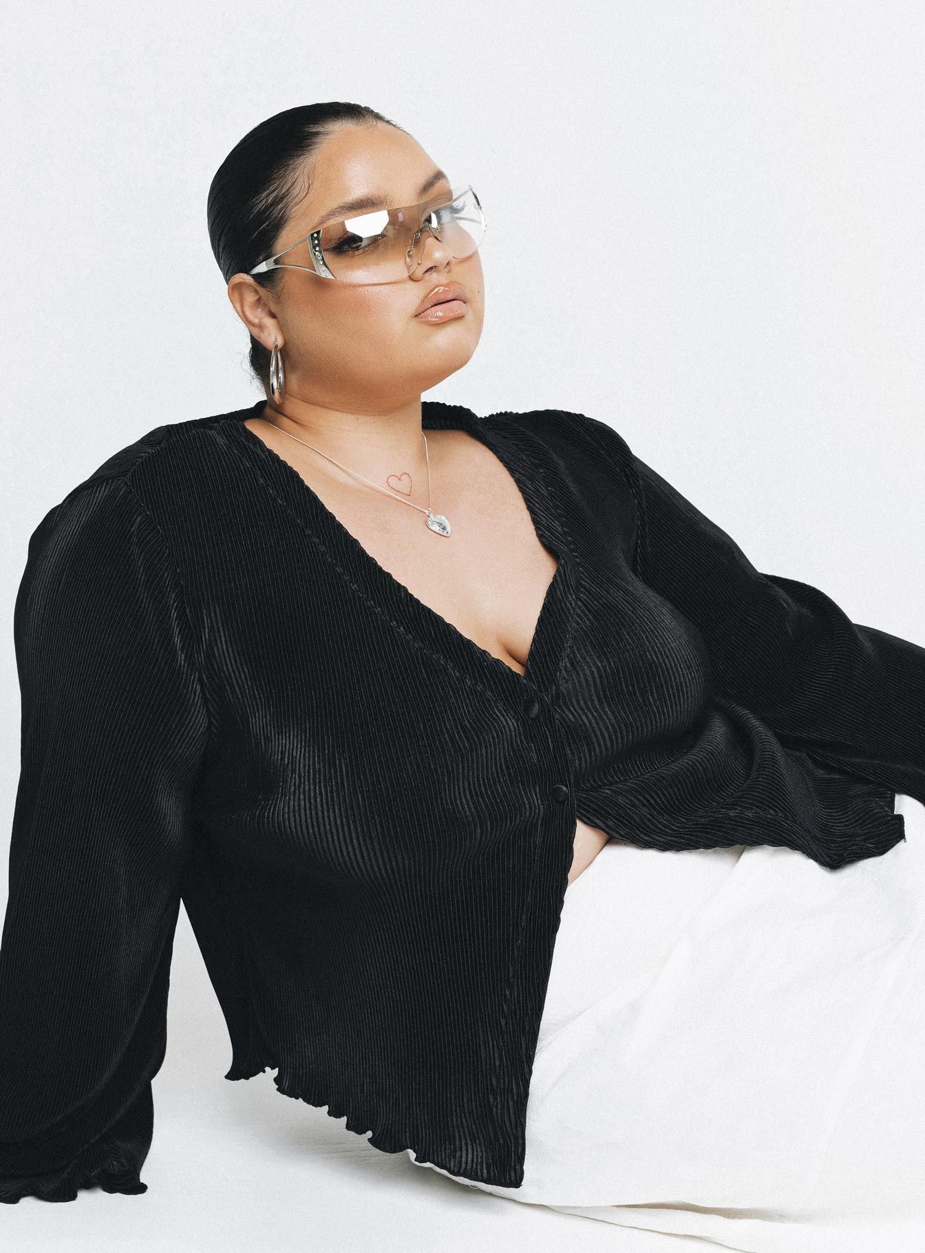 Marie Long Sleeve Top Black Curve sold by Princess Polly