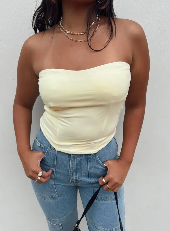 Carta Tube Corset Top Yellow sold by Princess Polly