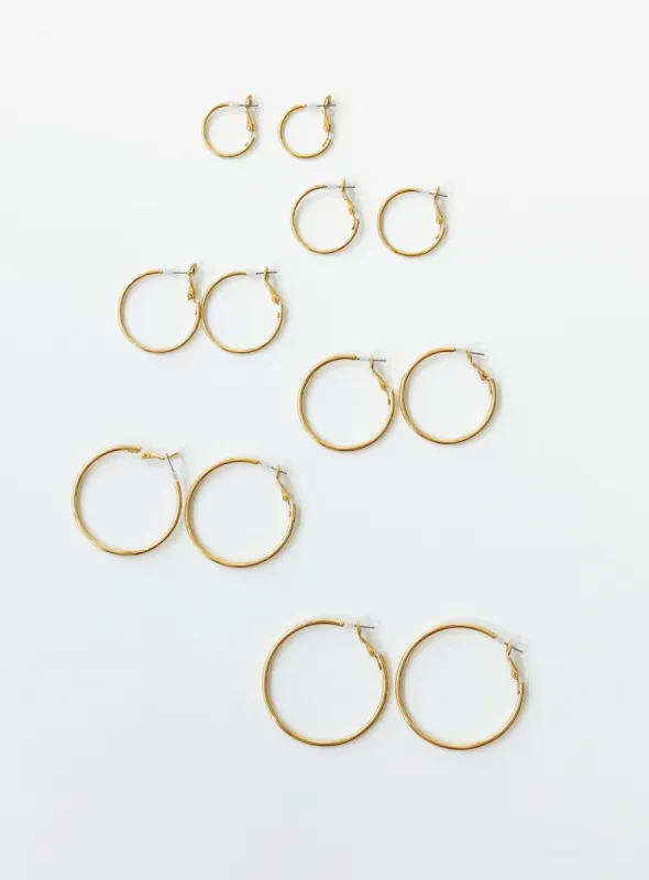 Cari Hoop Earring Pack Gold sold by Princess Polly