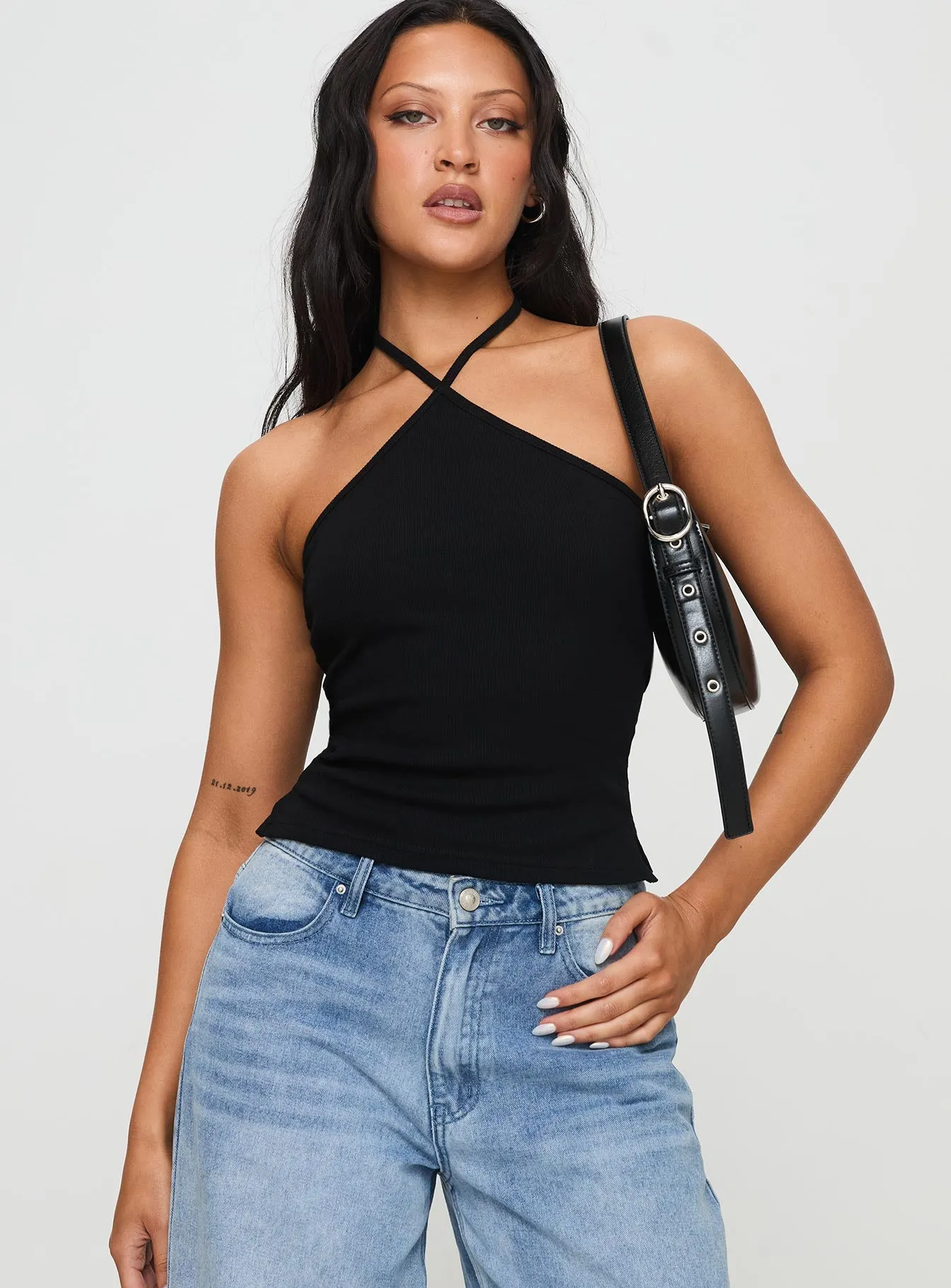 Baseline Halter Rib Top Black sold by Princess Polly product image thumbnail 2