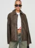 Faux Leather Collared Dad Jacket Washed Brown sold by Princess Polly