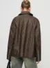 Faux Leather Collared Dad Jacket Washed Brown sold by Princess Polly