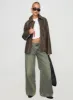 Faux Leather Collared Dad Jacket Washed Brown sold by Princess Polly