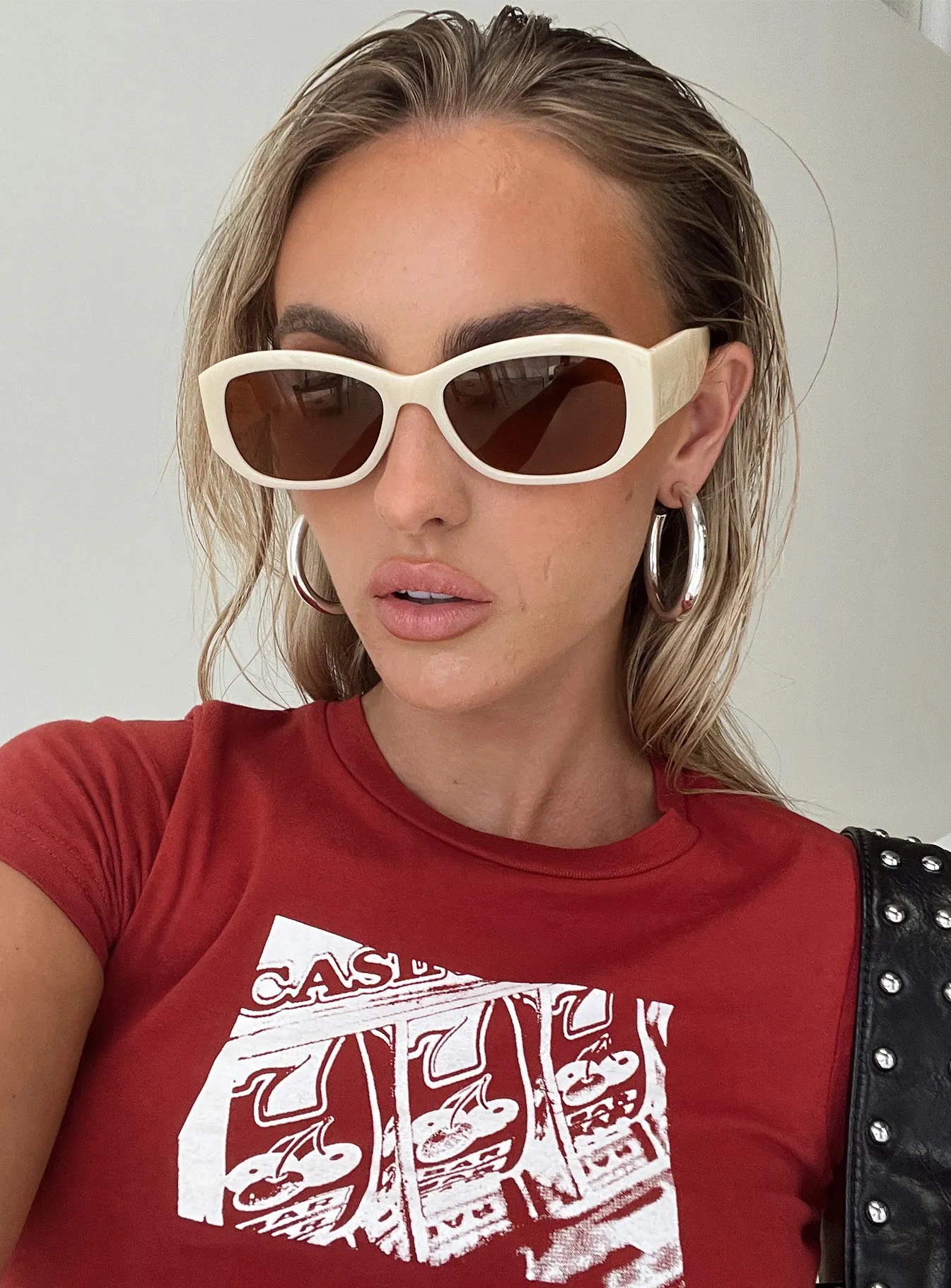 Maddan Sunglasses Cream sold by Princess Polly