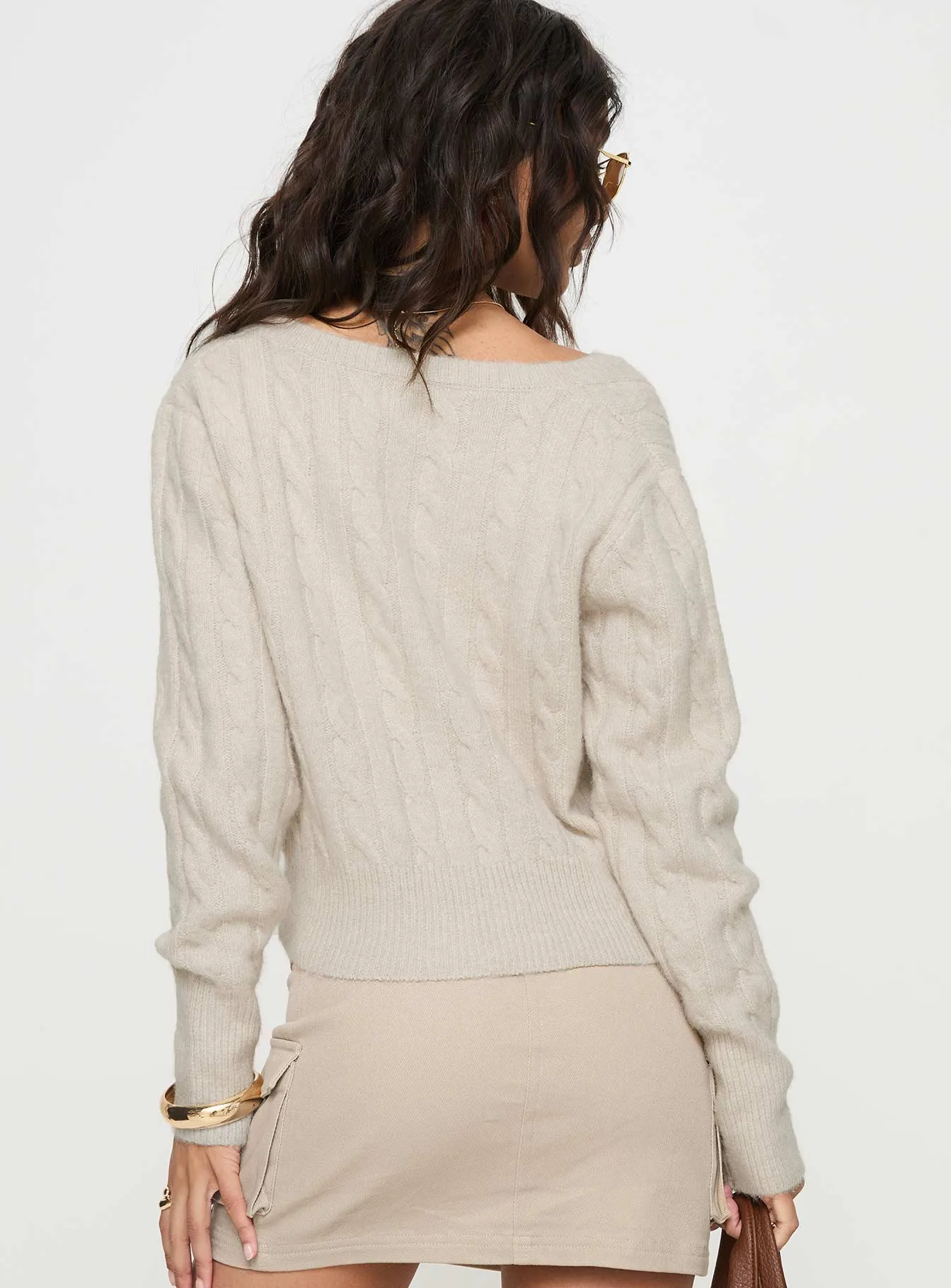 Nicolie Cable Knit Sweater Beige sold by Princess Polly product image thumbnail 5