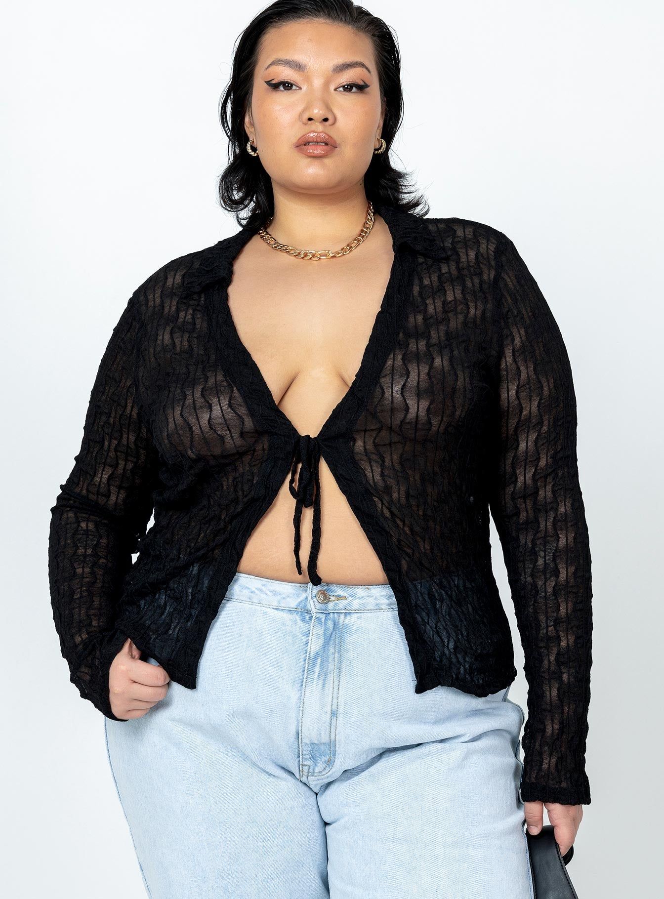 Marcos Long Sleeve Top Black Curve sold by Princess Polly product image thumbnail 2