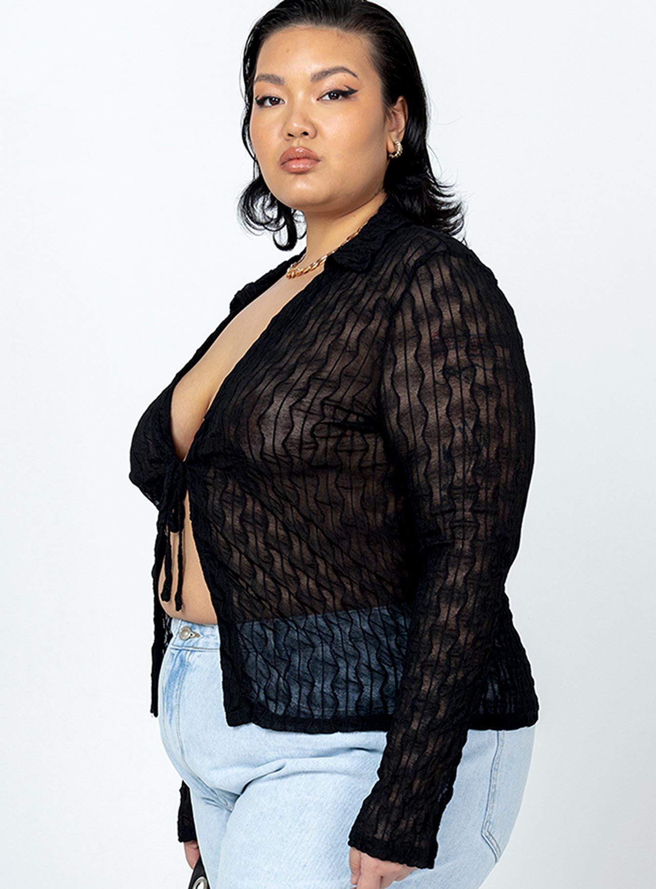 Marcos Long Sleeve Top Black Curve sold by Princess Polly product image thumbnail 4