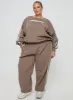 Princess Polly Crew Neck Sweatshirt Stripe Taupe / White Curve sold by Princess Polly