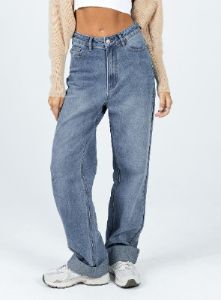 Zeira Wide Leg Jeans Mid Wash Denim sold by Princess Polly