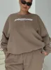 Princess Polly Crew Neck Sweatshirt Stripe Taupe / White Curve sold by Princess Polly