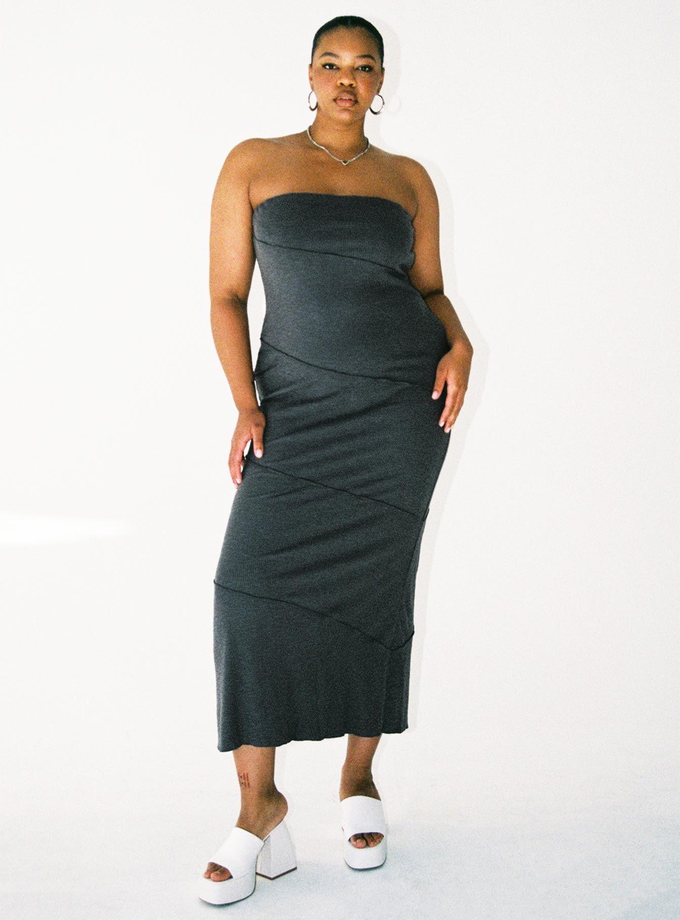 Oscar Midi Dress Grey Curve sold by Princess Polly product image thumbnail 2
