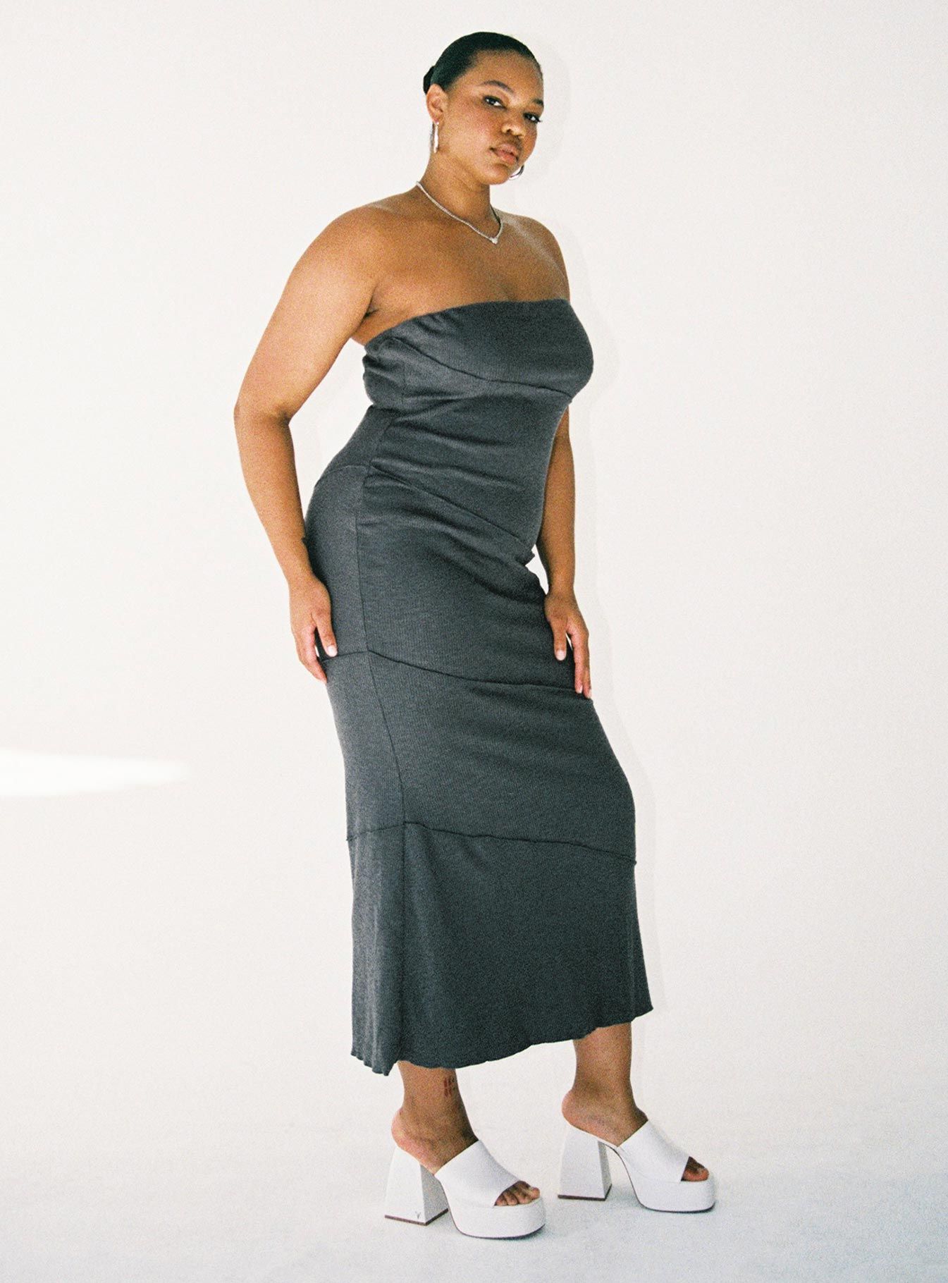 Oscar Midi Dress Grey Curve sold by Princess Polly product image thumbnail 3