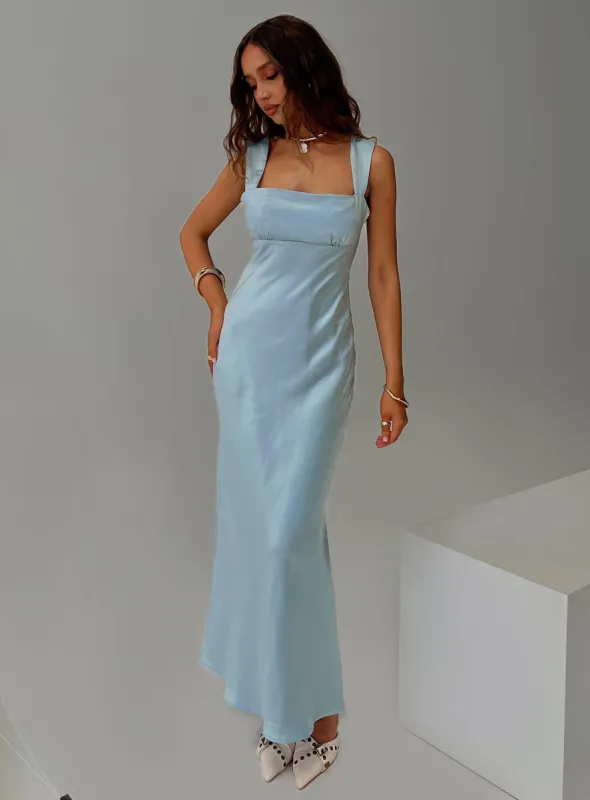 Radioactive Bias Cut Maxi Dress Ice Blue sold by Princess Polly