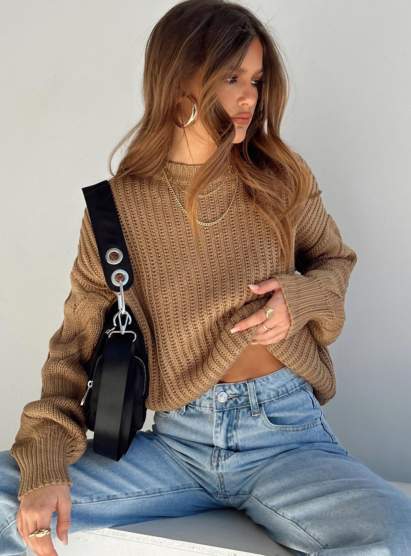 Saffron Sweater Tan sold by Princess Polly