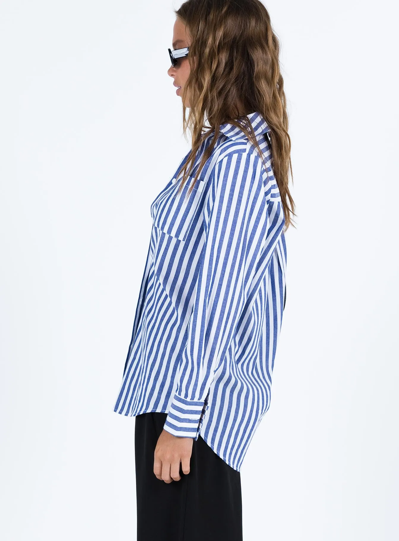 Shaylan Stripe Shirt Blue sold by Princess Polly product image thumbnail 4