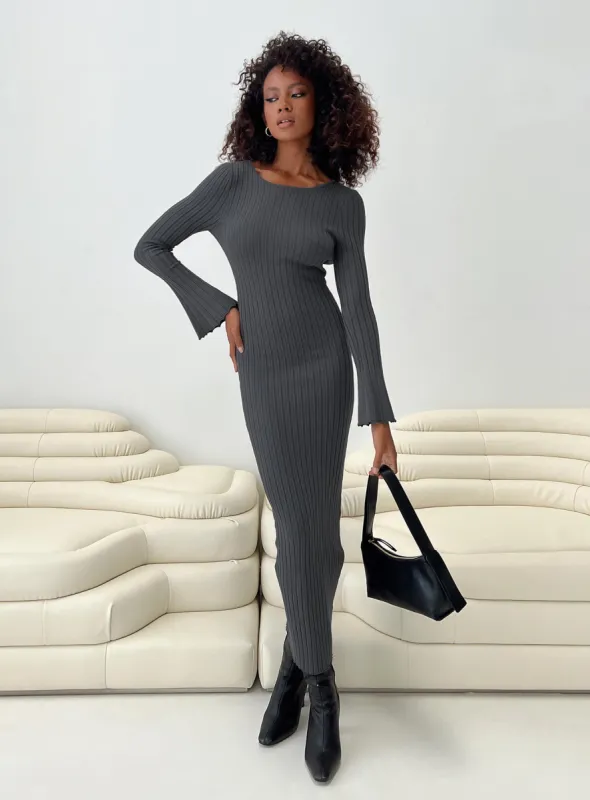 Heleni Long Sleeve Maxi Dress Grey sold by Princess Polly