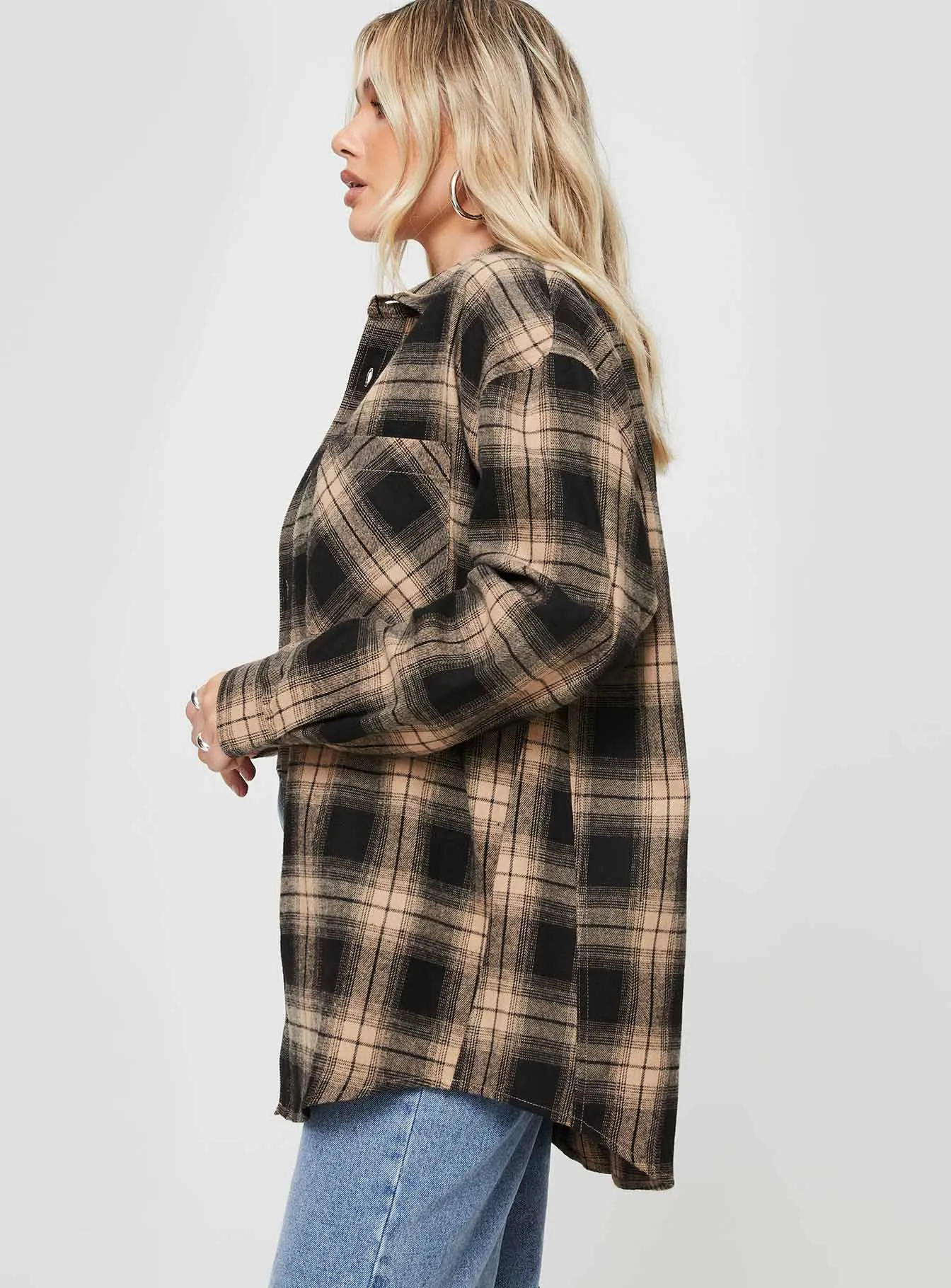 Waver Shirt Black / Orange Check sold by Princess Polly product image thumbnail 4